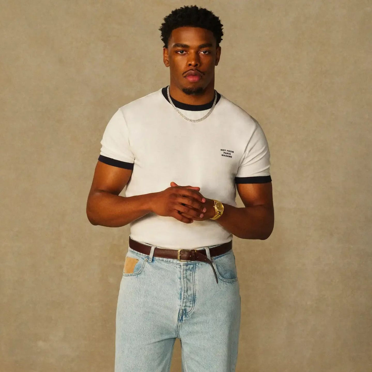 Drôle De Monsieur Contrasted Slogan T-shirt Wit