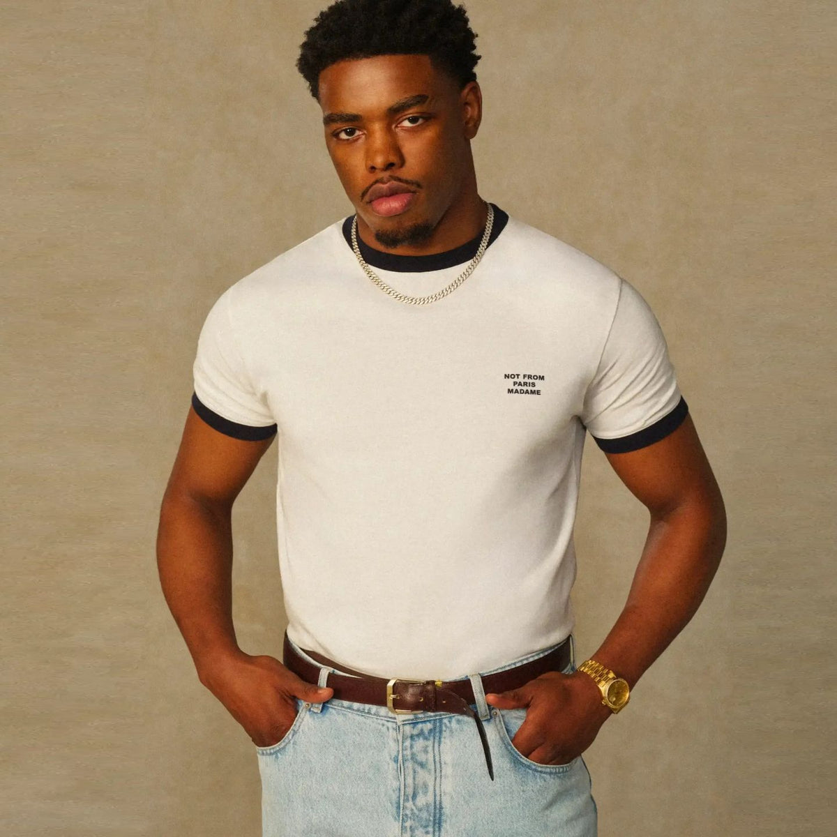 Drôle De Monsieur Contrasted Slogan T-shirt Wit
