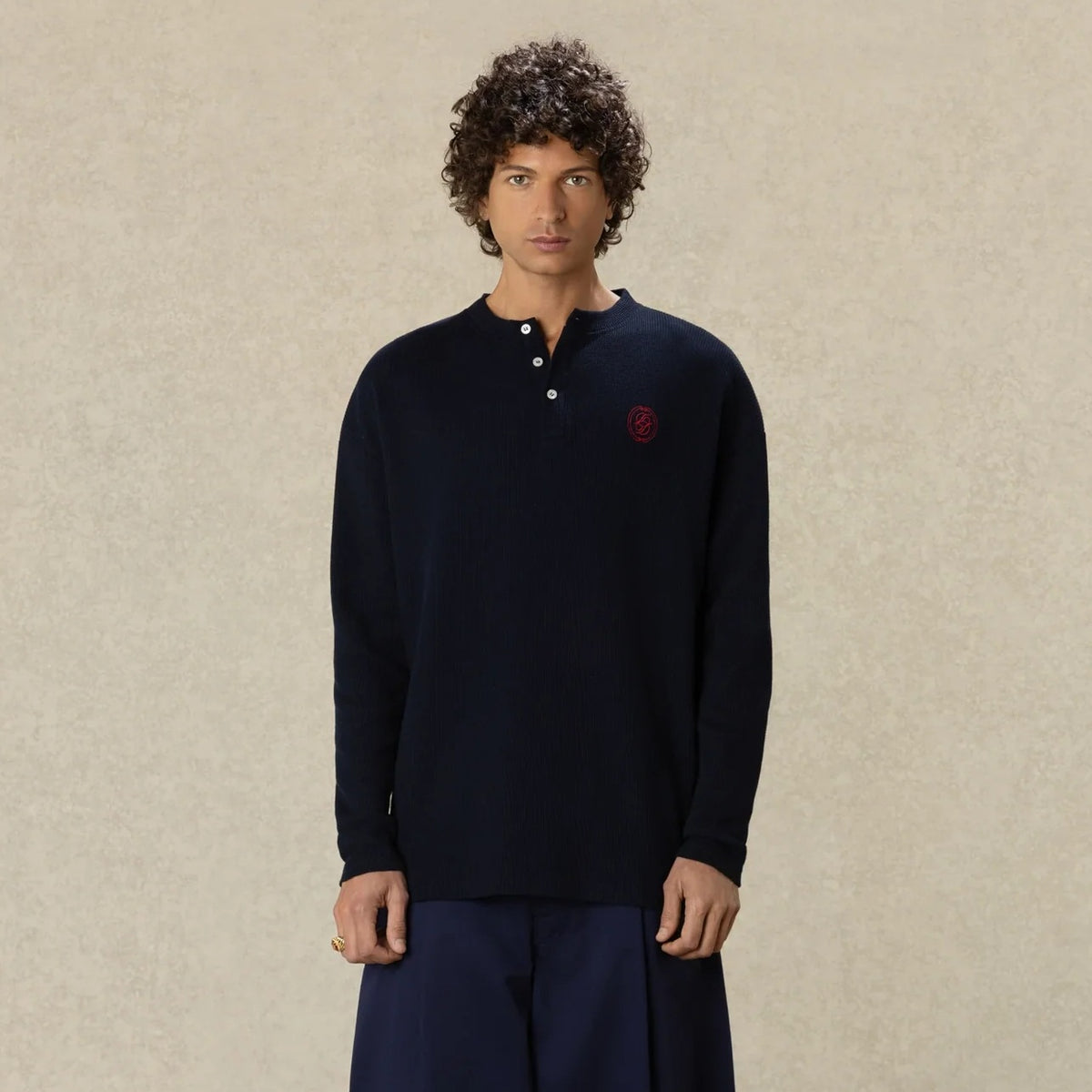 Drôle De Monsieur D Mirror Waffle Longsleeve T-shirt Navy