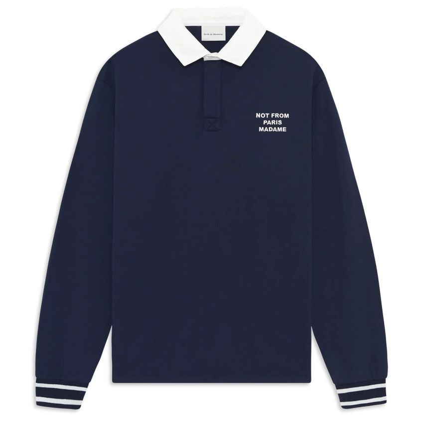 Drôle De Monsieur Slogan Longsleeve Polo Navy