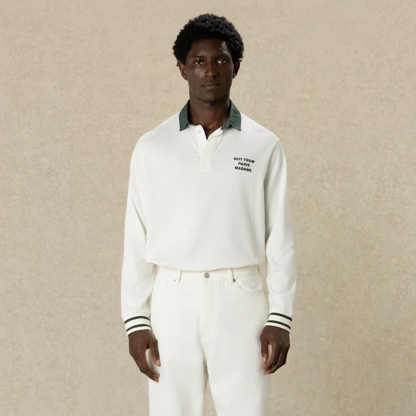 Drôle De Monsieur Slogan Longsleeve Polo Off White