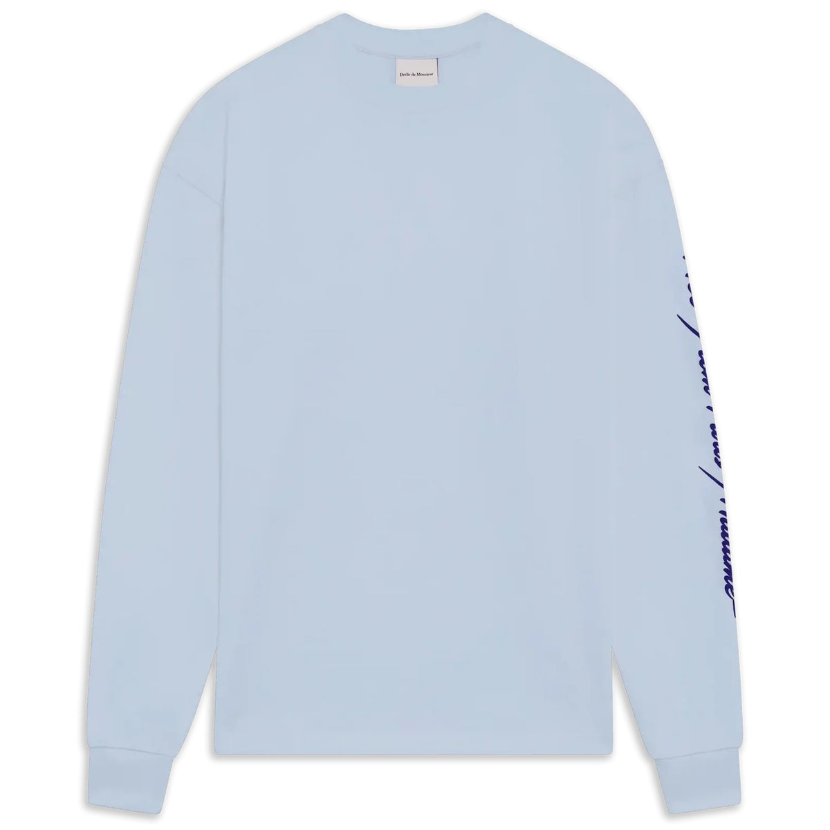Drôle De Monsieur Slogan Longsleeve T-shirt Licht Blauw