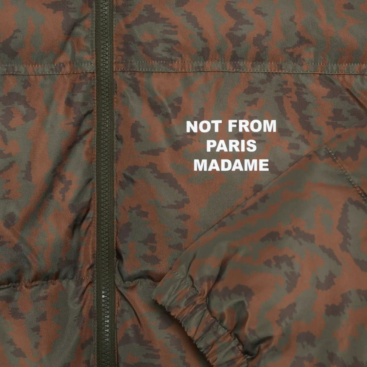 Drôle De Monsieur Slogan Moiré Puffer Donker Groen