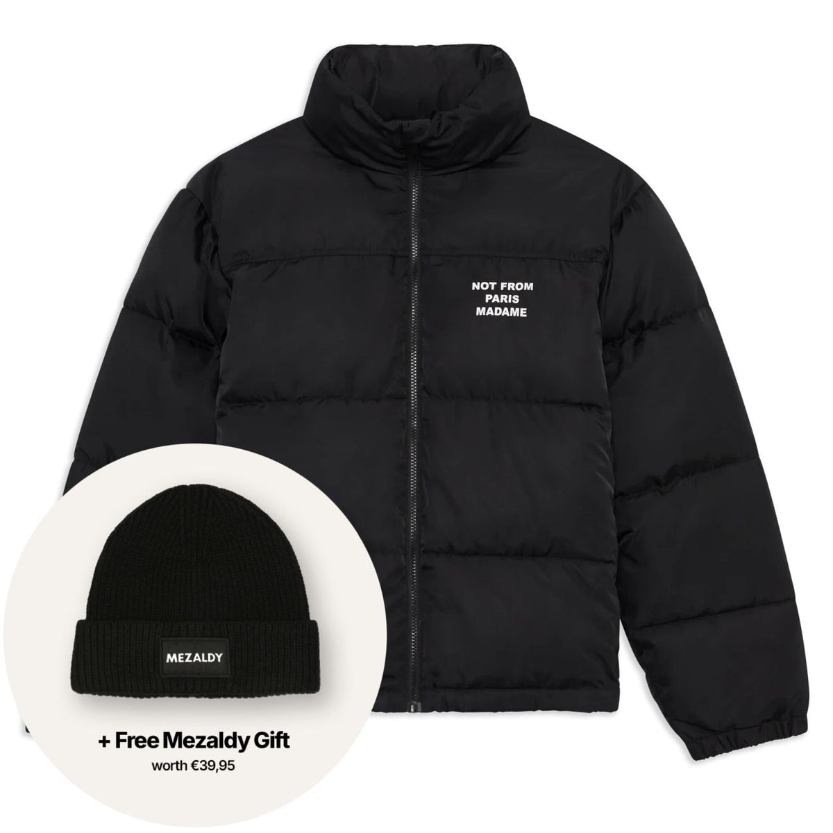 Drôle De Monsieur Slogan Puffer Zwart