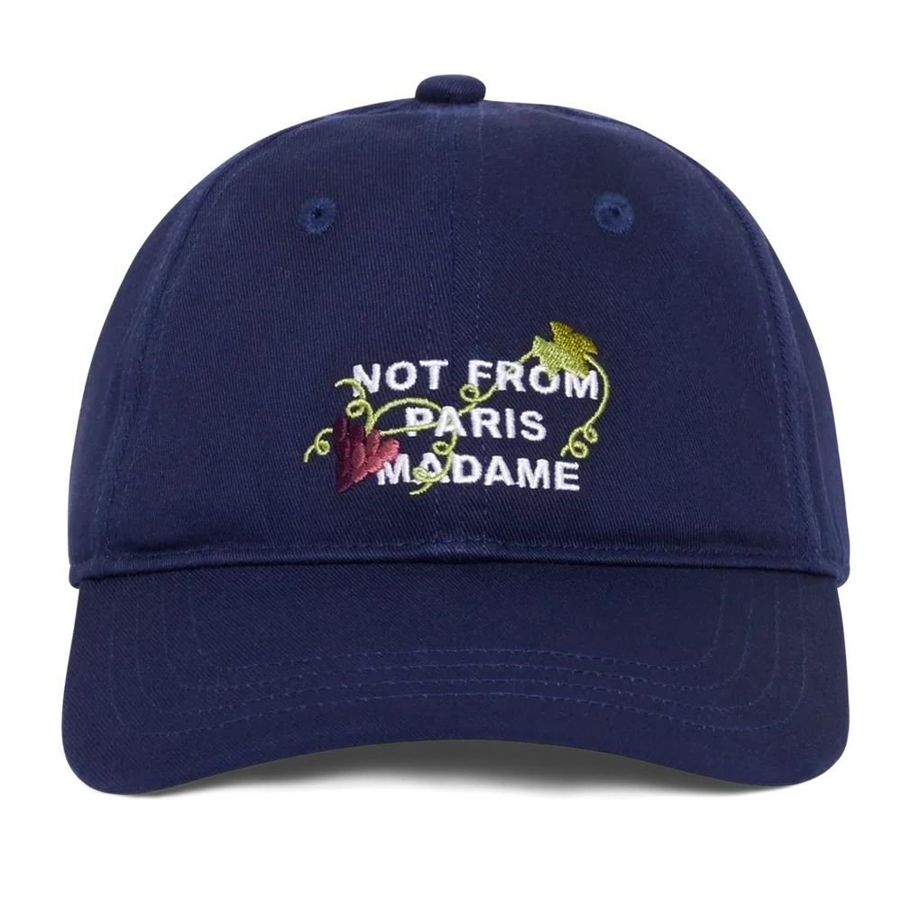 Drôle De Monsieur Vine Embroidered Slogan Cap Navy