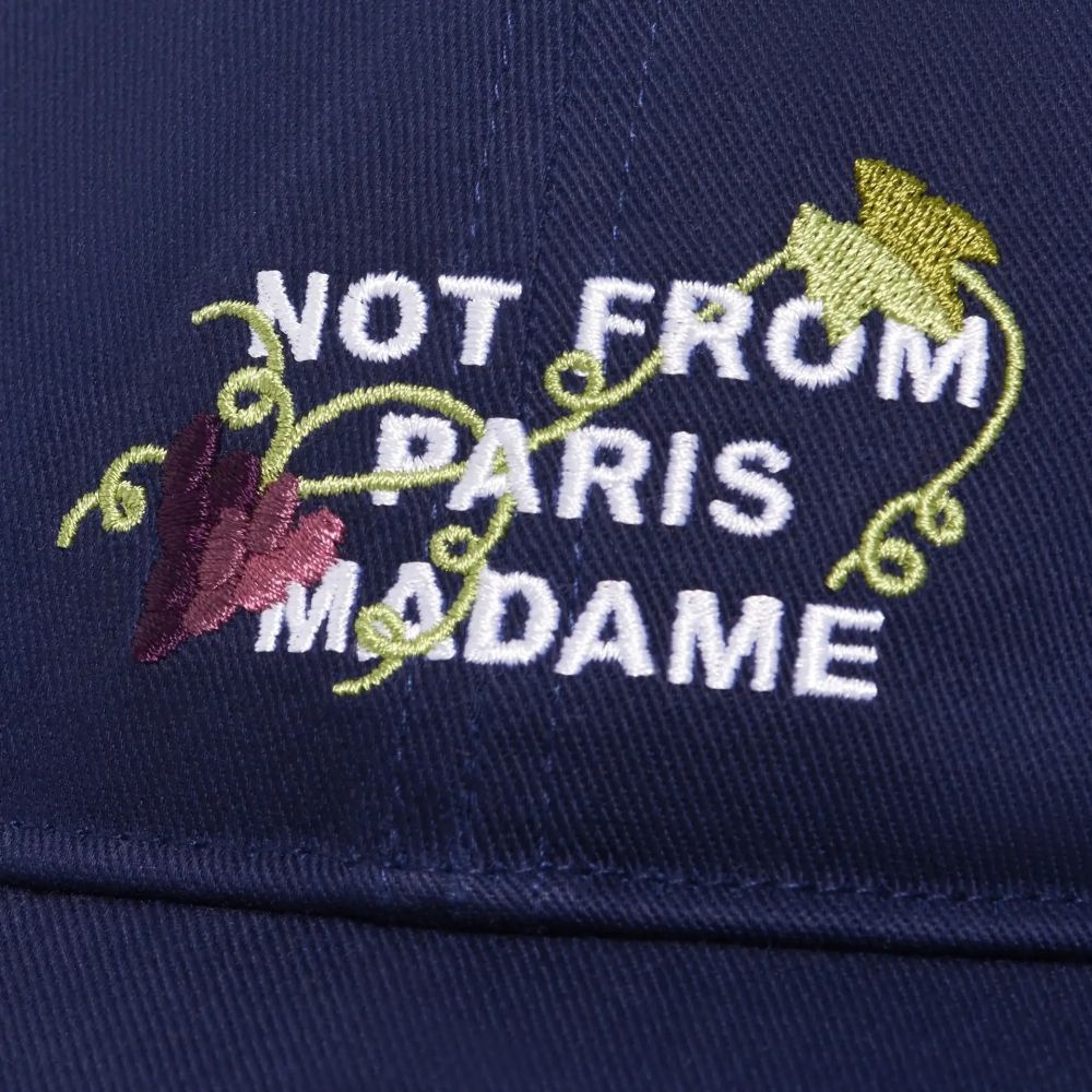 Drôle De Monsieur Vine Embroidered Slogan Cap Navy