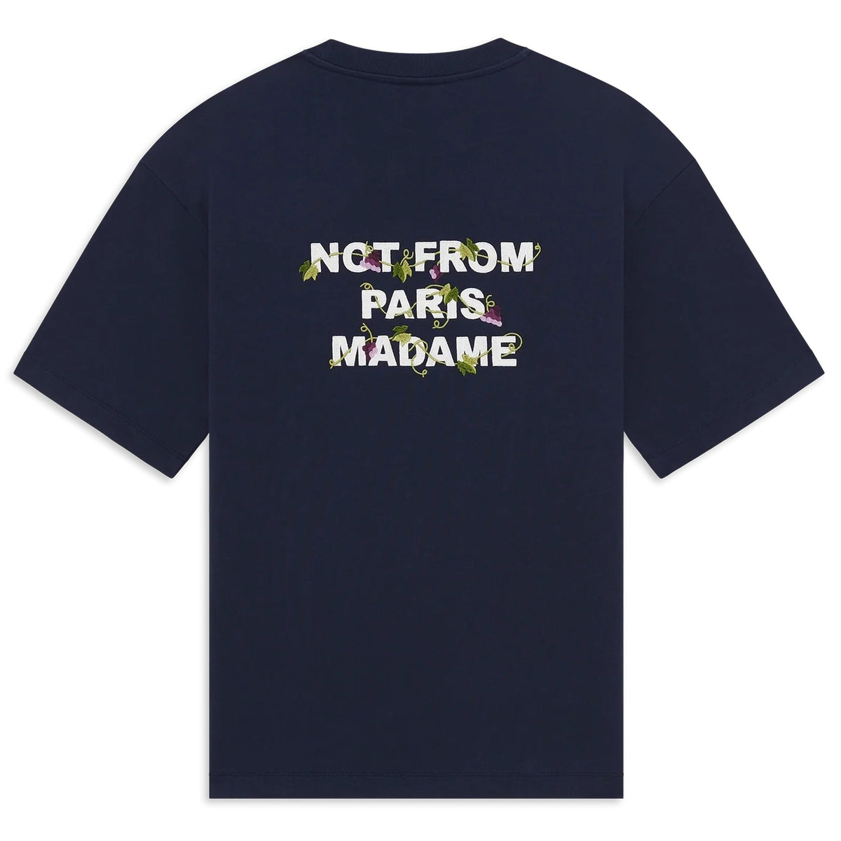 Drôle De Monsieur Vine Embroidered Slogan T-shirt Navy