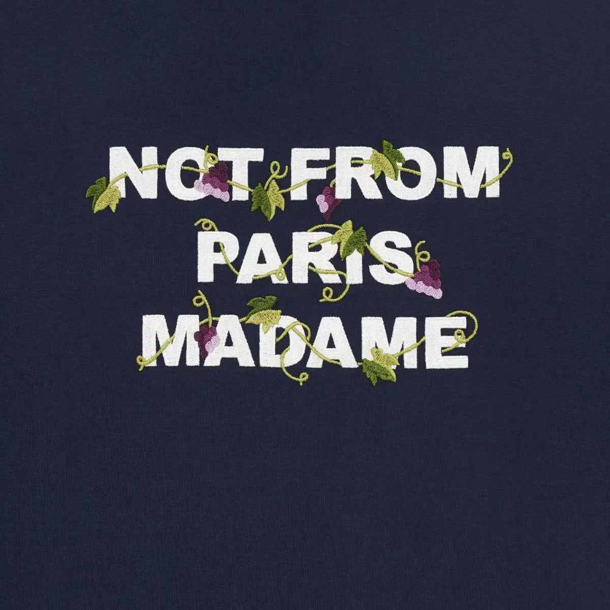 Drôle De Monsieur Vine Embroidered Slogan T-shirt Navy