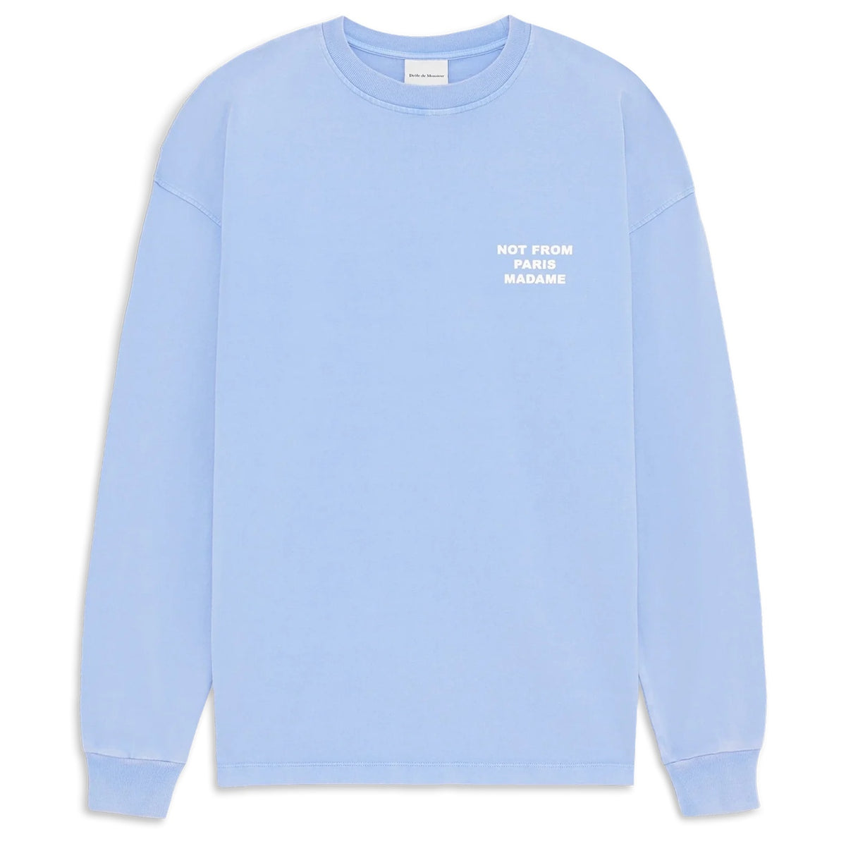 Drôle De Monsieur Washed Slogan Longsleeve T-shirt Licht Blauw