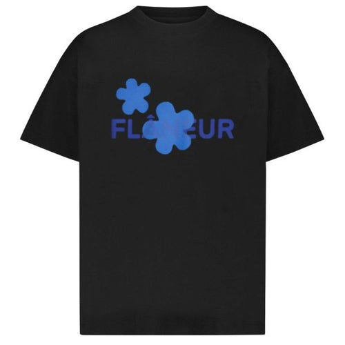 Flâneur Organic Flower T-shirt Zwart/Blauw