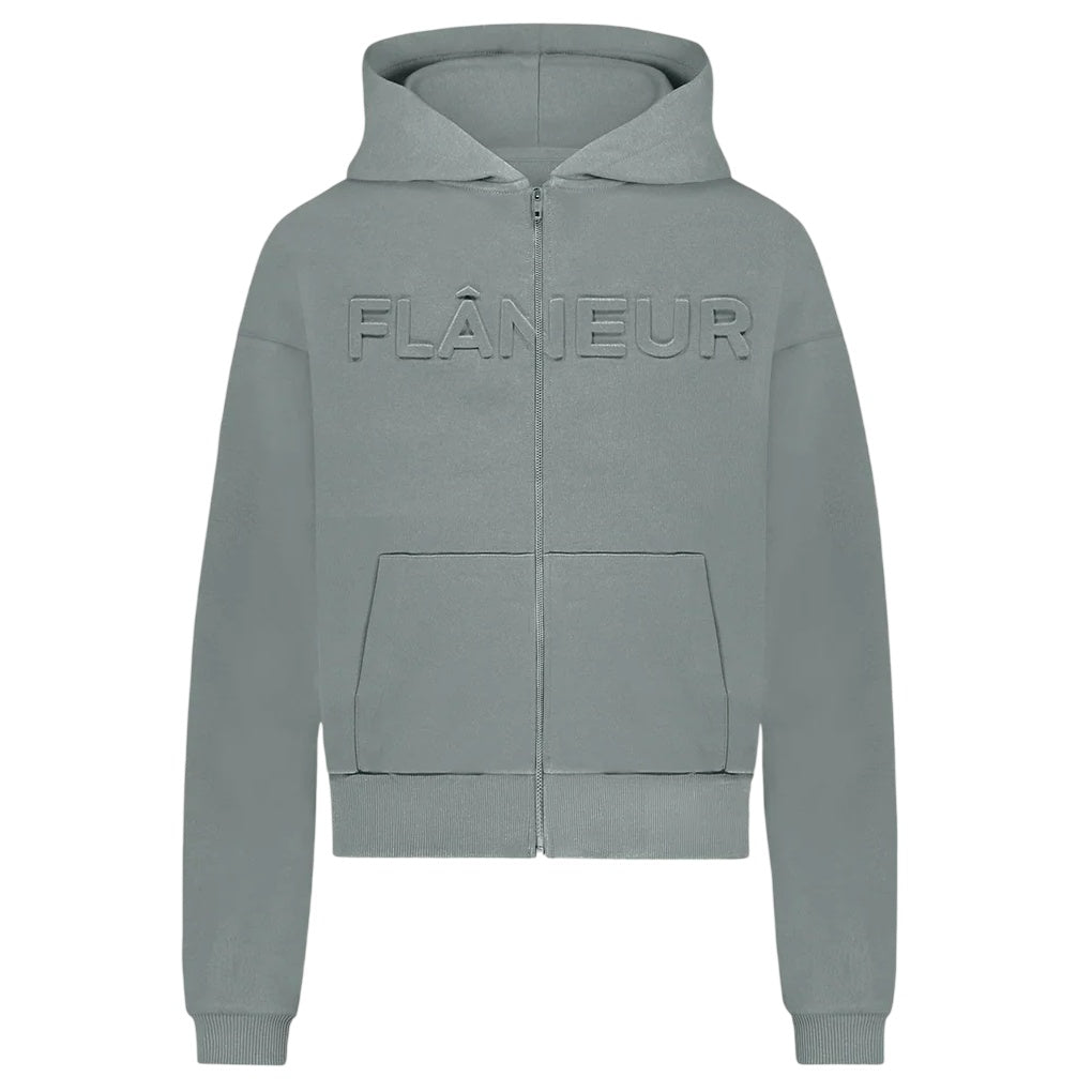 Flâneur Embossed Zip-Up Vest Donker Blauw