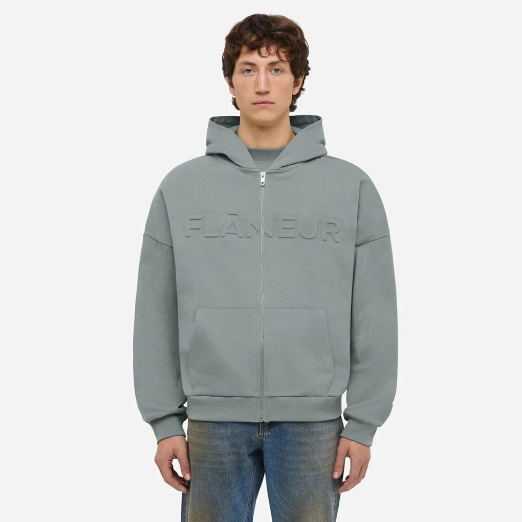 Flâneur Embossed Zip-Up Vest Donker Blauw