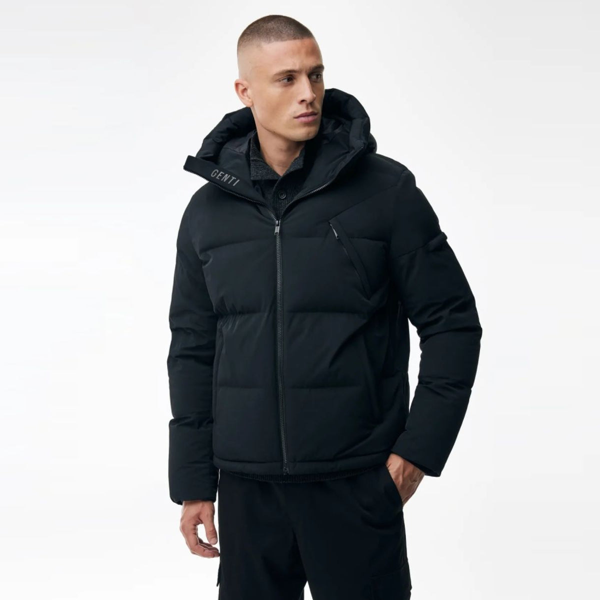 Genti Cross Puffer Zwart