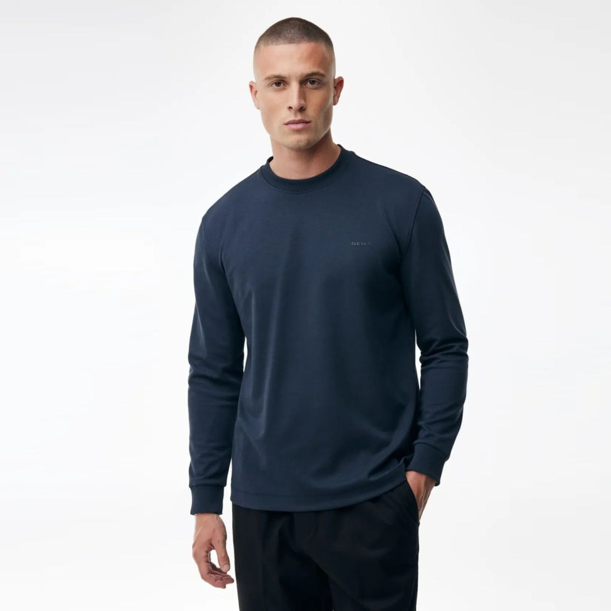 Genti Logo Longsleeve T-shirt Donker Blauw