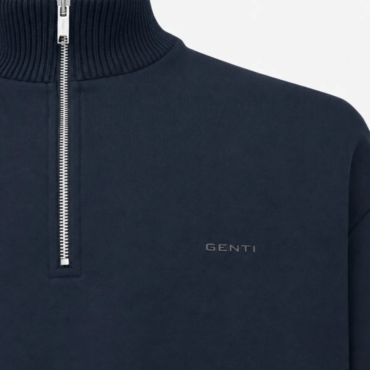 Genti Logo Turtle Half Zip Sweater Navy