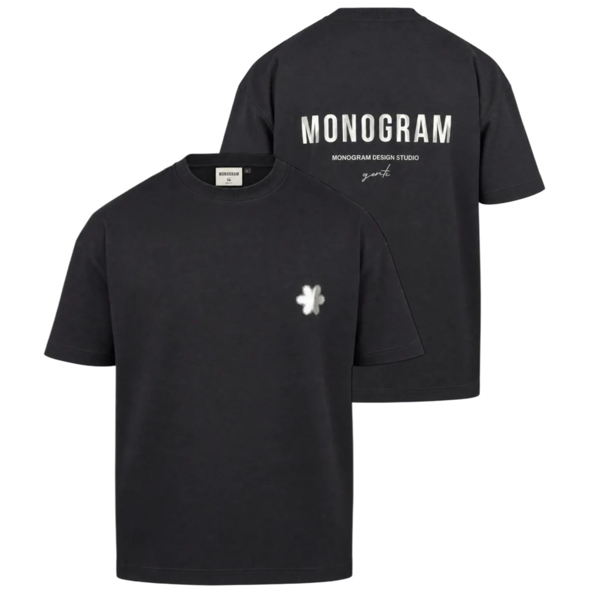 Genti Monogram Chrome T-shirt Zwart