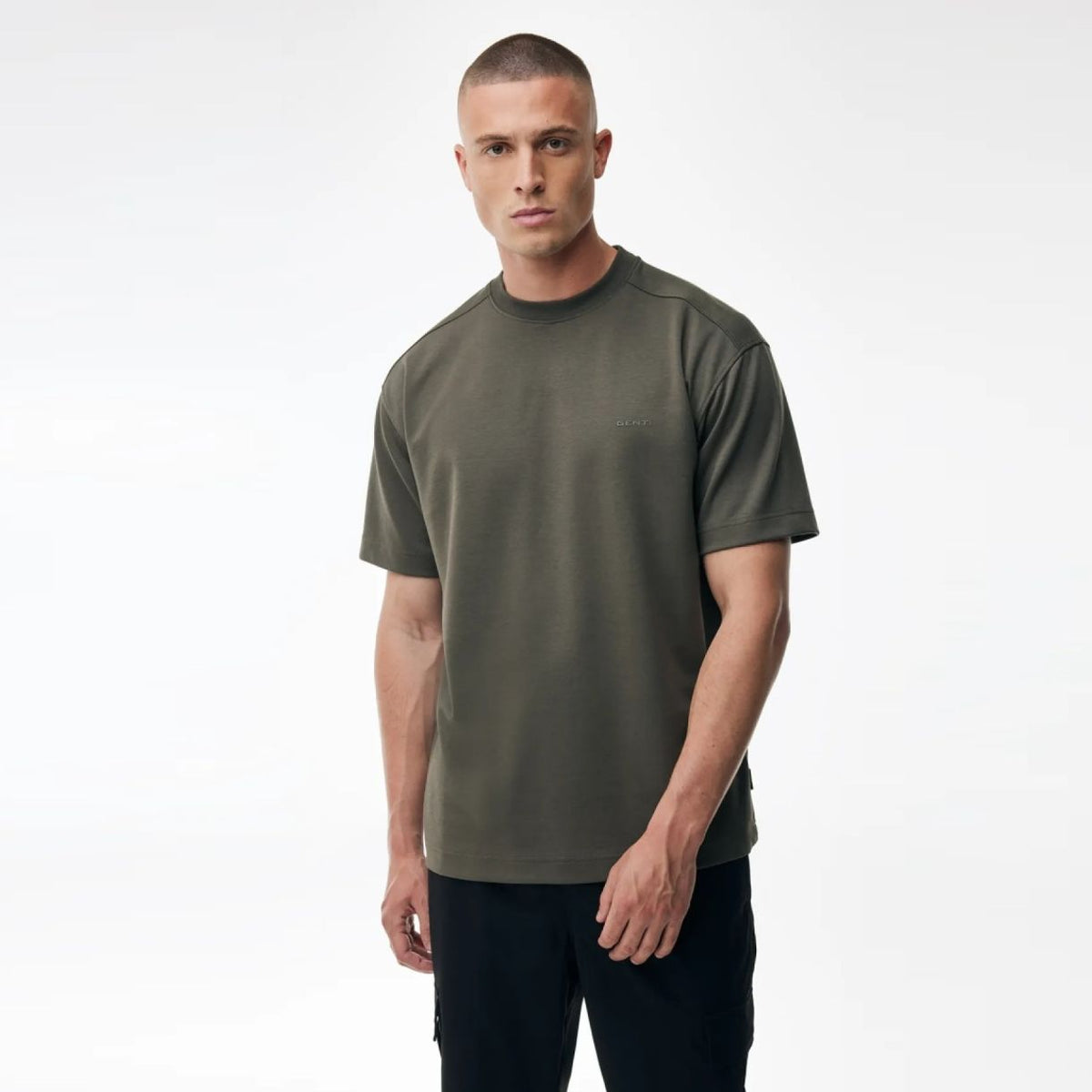 Genti Relaxed Fit T-shirt Donker Groen