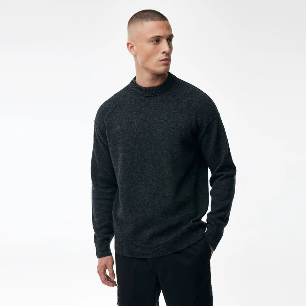 Genti Relaxed Wool Blend Sweater Antraciet
