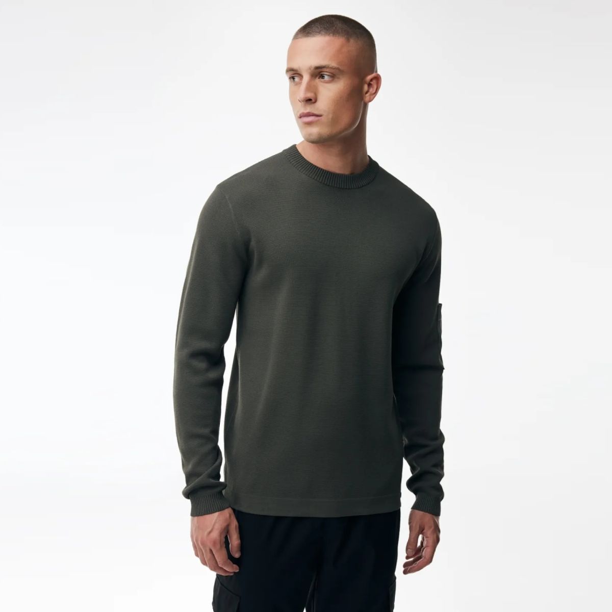 Genti Round Pocket Sweater Donker Groen