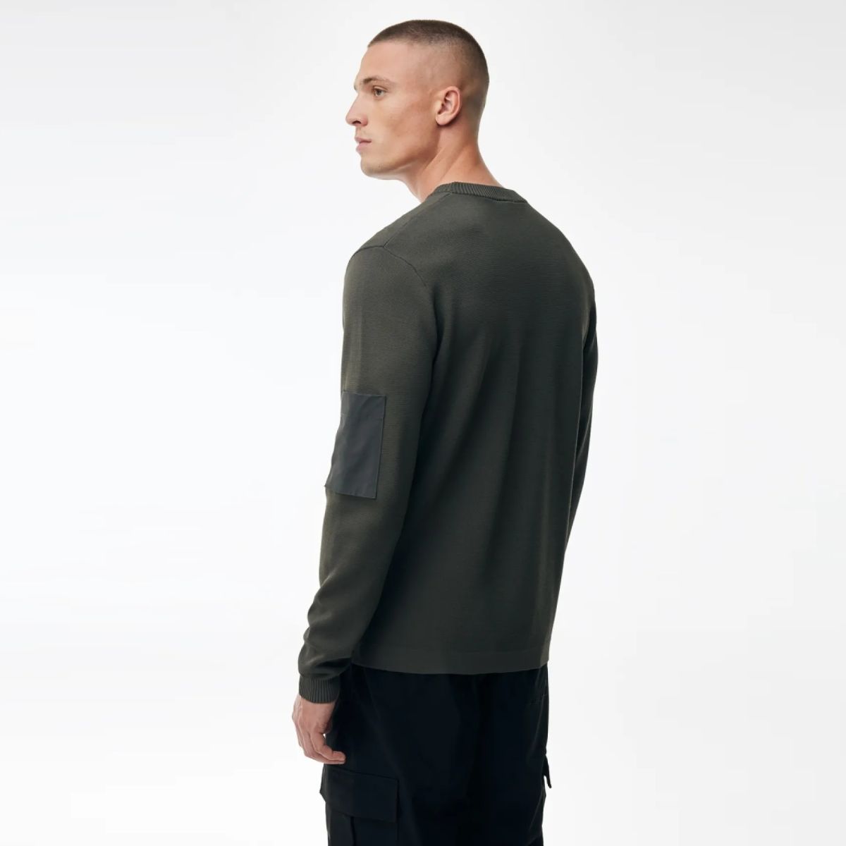 Genti Round Pocket Sweater Donker Groen
