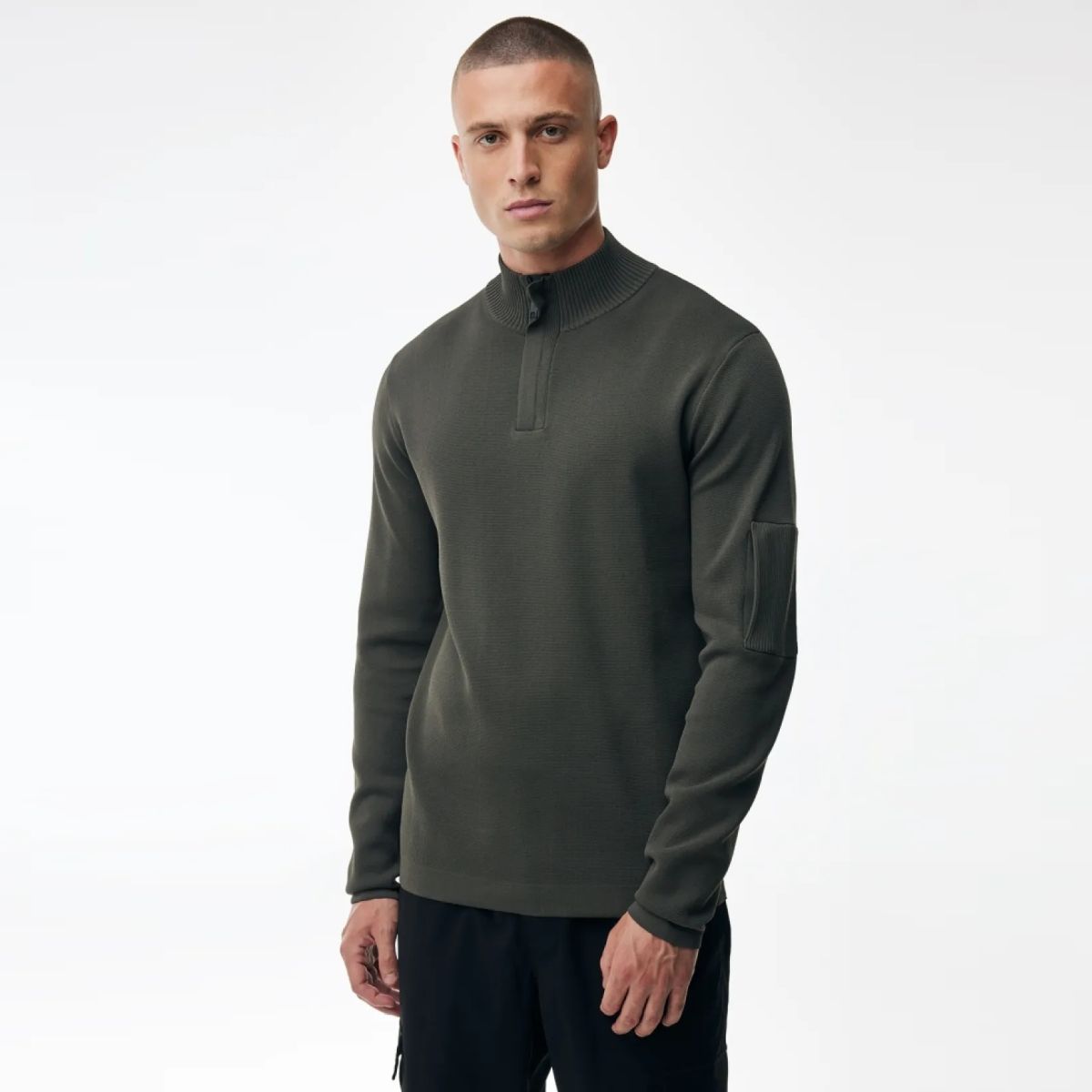 Genti Turtle Zip Sweater Donker Groen