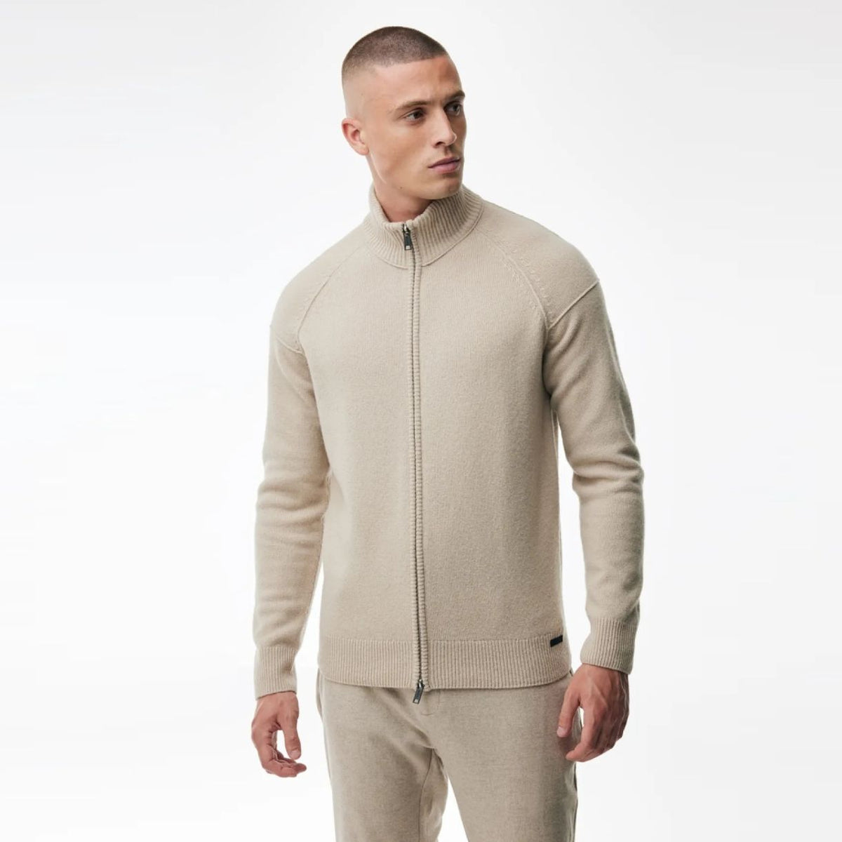 Genti Turtle Zip Vest Beige