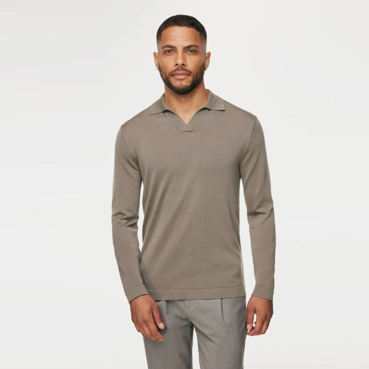 Gentiluomo No Buttons Longsleeve Polo Bruin