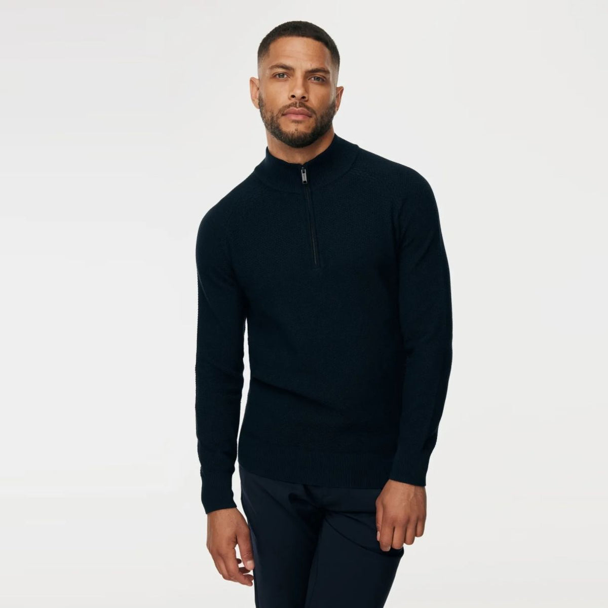 Gentiluomo Structured Turtle Zip Sweater Navy