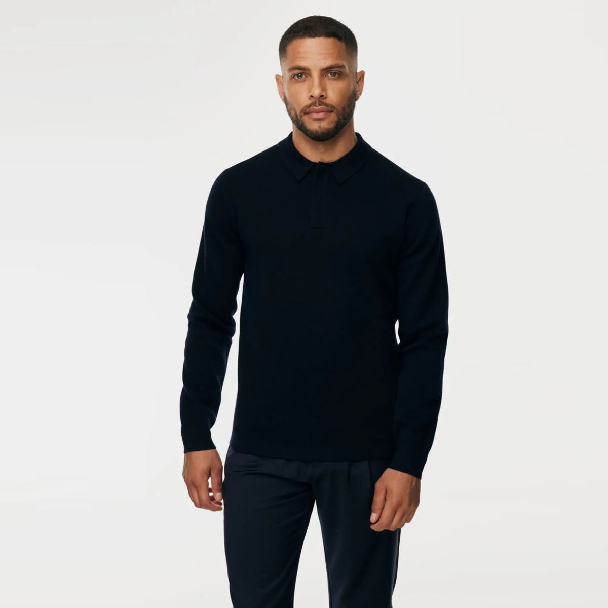 Gentiluomo Zip Longsleeve Polo Navy