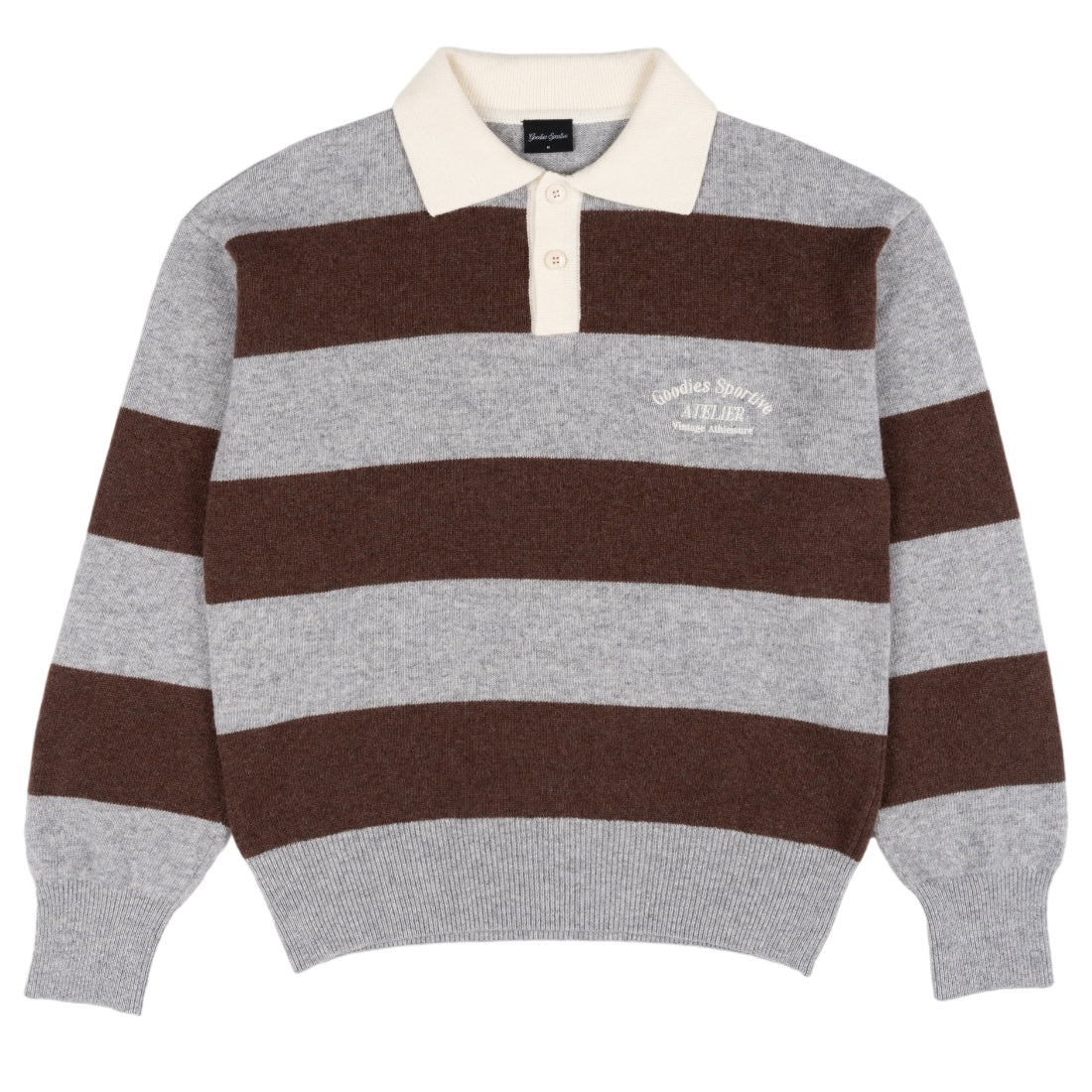 Goodies Sportive Shitake Longsleeve Polo Bruin/Grijs