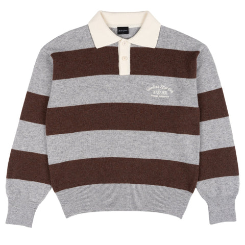Goodies Sportive Shitake Longsleeve Polo Bruin/Grijs