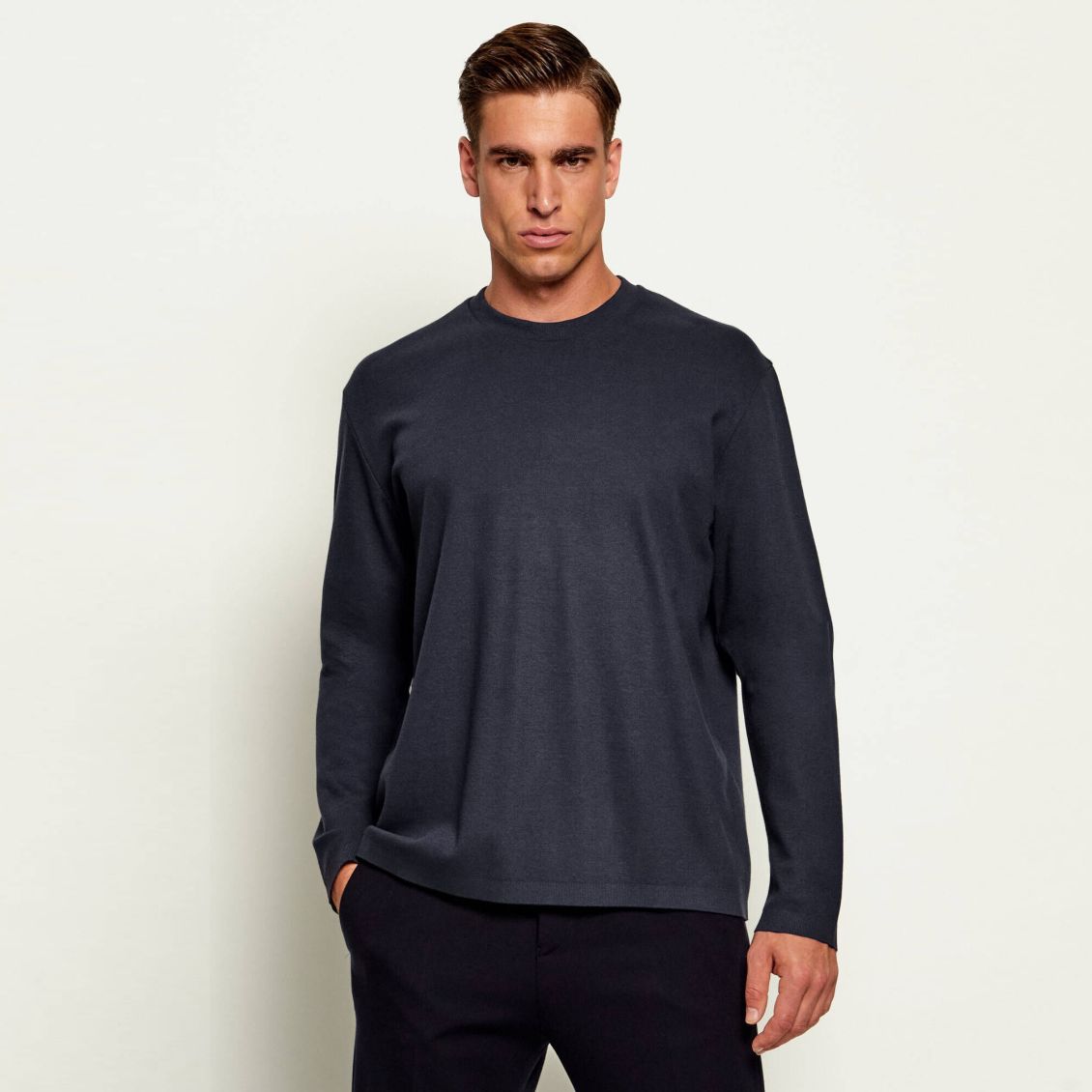 Herno Cotton & Cashmere Longsleeve T-shirt Navy