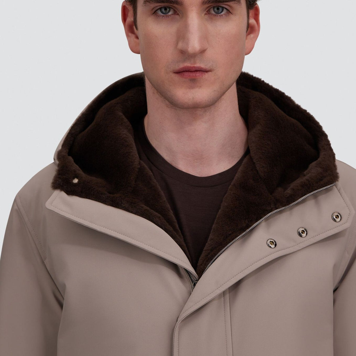 Herno Twill Fur Parka Grijs