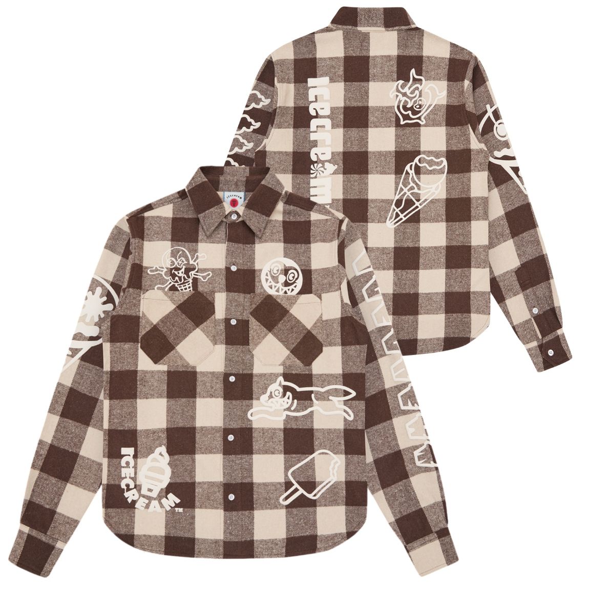 Icecream Multi Logo Check Overhemd Bruin