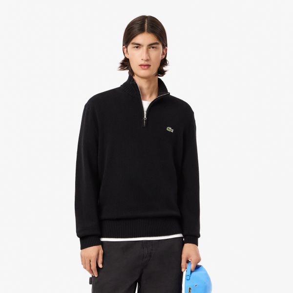 Lacoste Knitted Half Zip Sweater Zwart