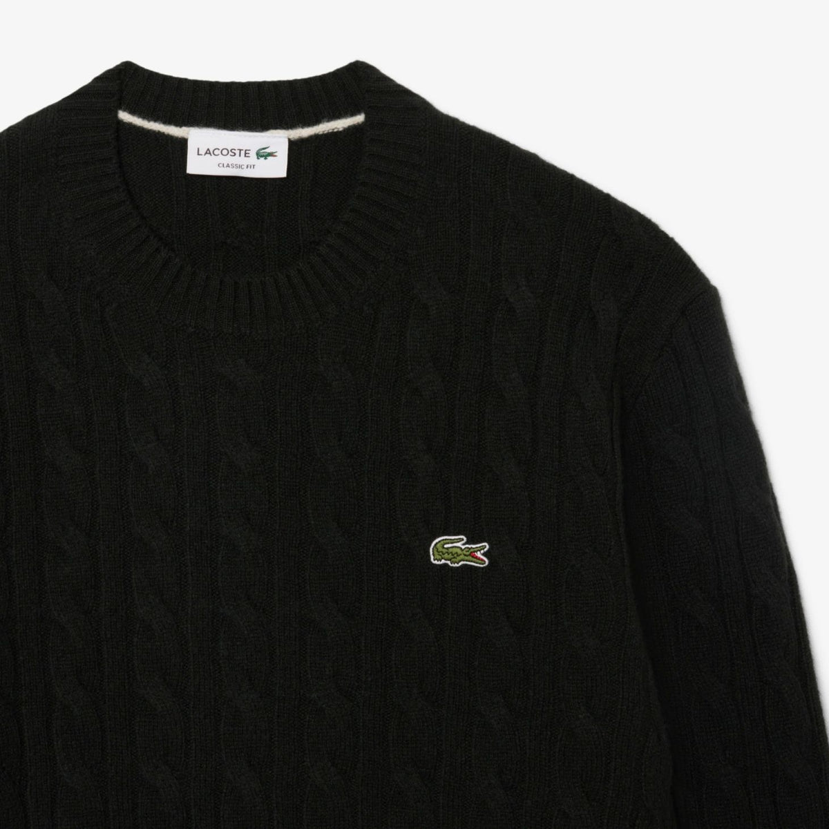 Lacoste Cable Knit Sweater Donker Groen