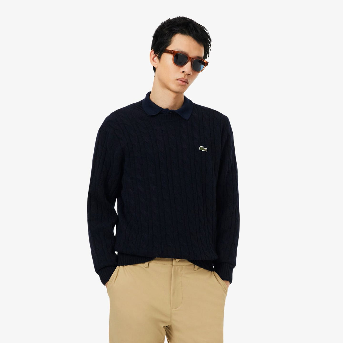 Lacoste Cable Knit Sweater Navy