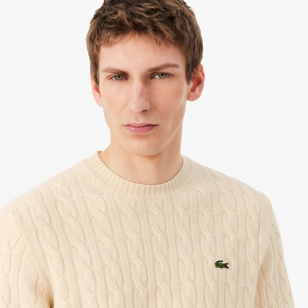Lacoste Cable Knit Sweater Off White