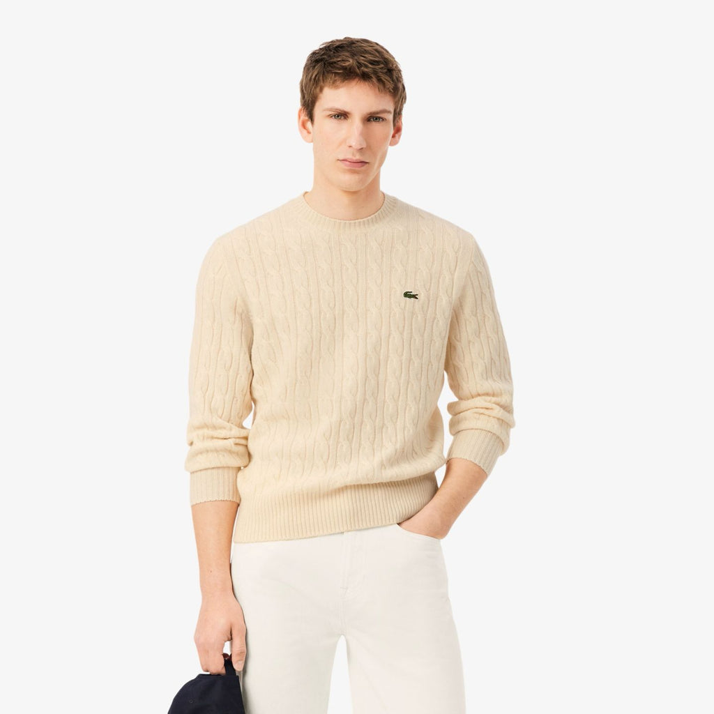 Lacoste Cable Knit Sweater Off White