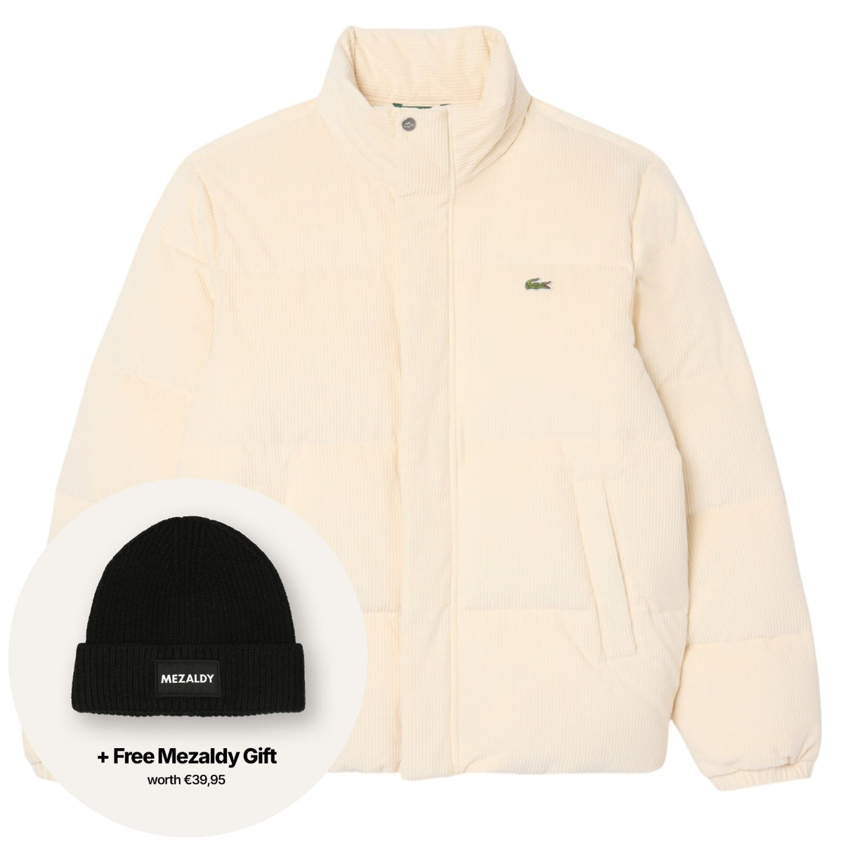 Lacoste Corduroy Down Puffer Off White