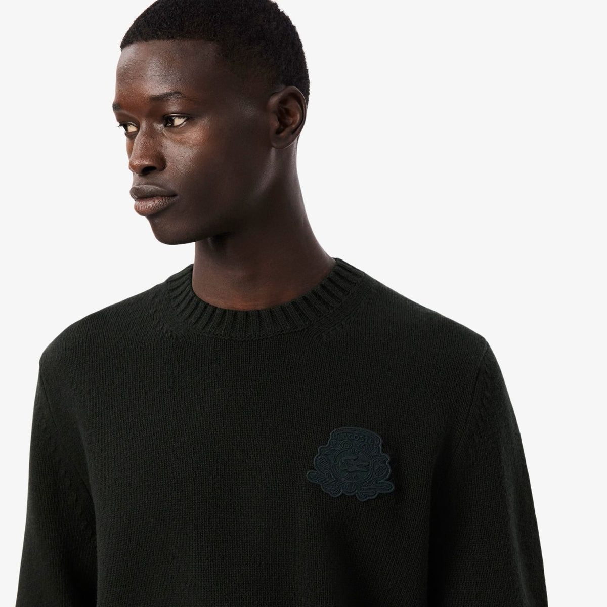 Lacoste Embroidered Shield Wool Sweater Donker Groen