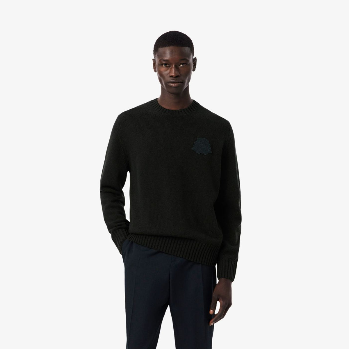Lacoste Embroidered Shield Wool Sweater Donker Groen
