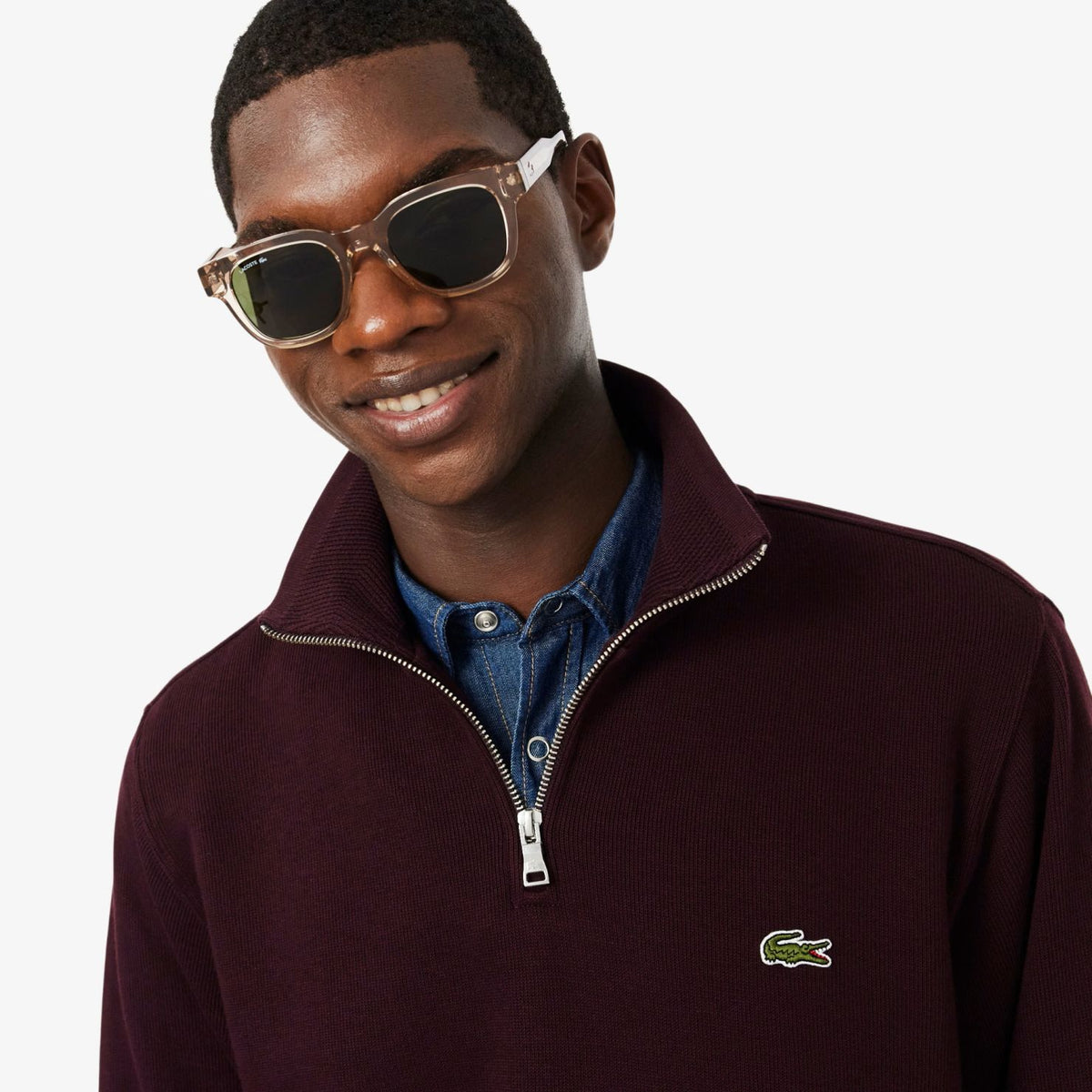 Lacoste Half Zip Sweater Bordeaux