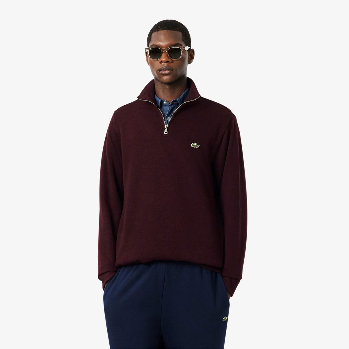 Lacoste Half Zip Sweater Bordeaux