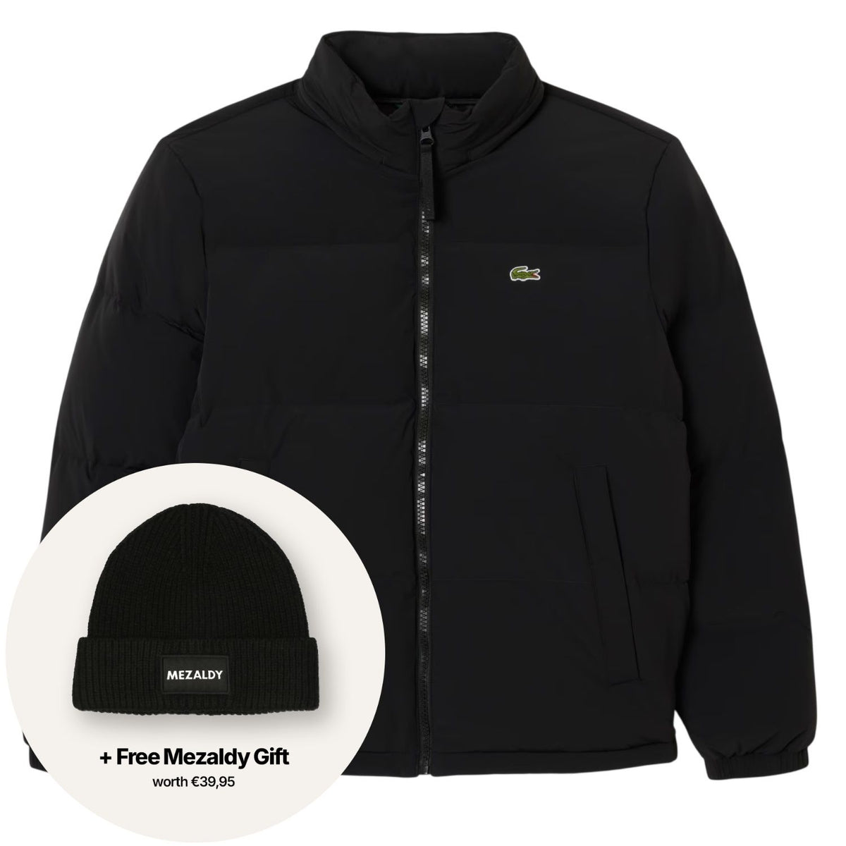 Lacoste Hooded Down Puffer Zwart