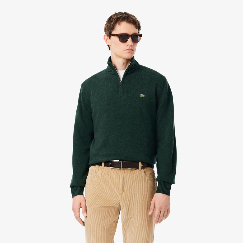 Lacoste Knitted Half Zip Sweater Donker Groen