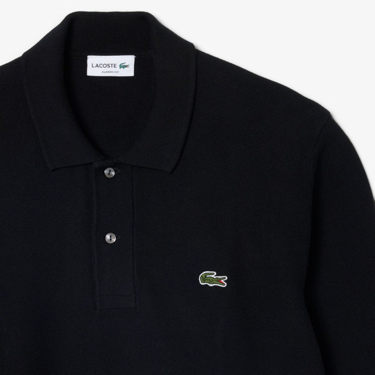 Lacoste Knitted Longsleeve Polo Zwart
