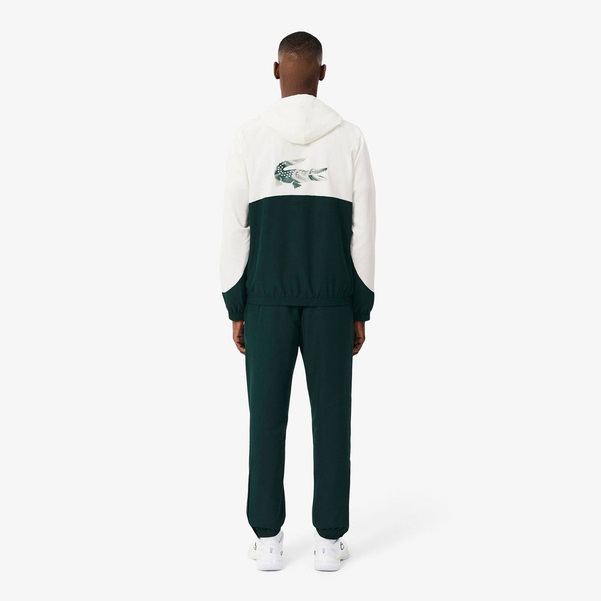 Lacoste Printed Colour-Block Trainingspak Off White/Donker Groen