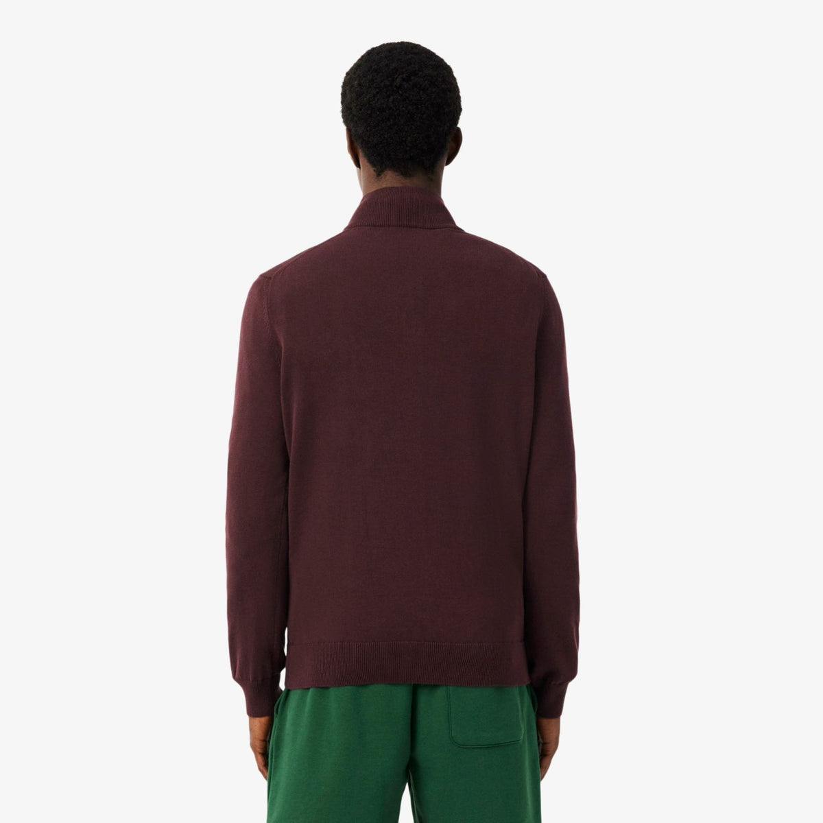 Lacoste Zipped High Neck Cotton Sweater Bordeaux