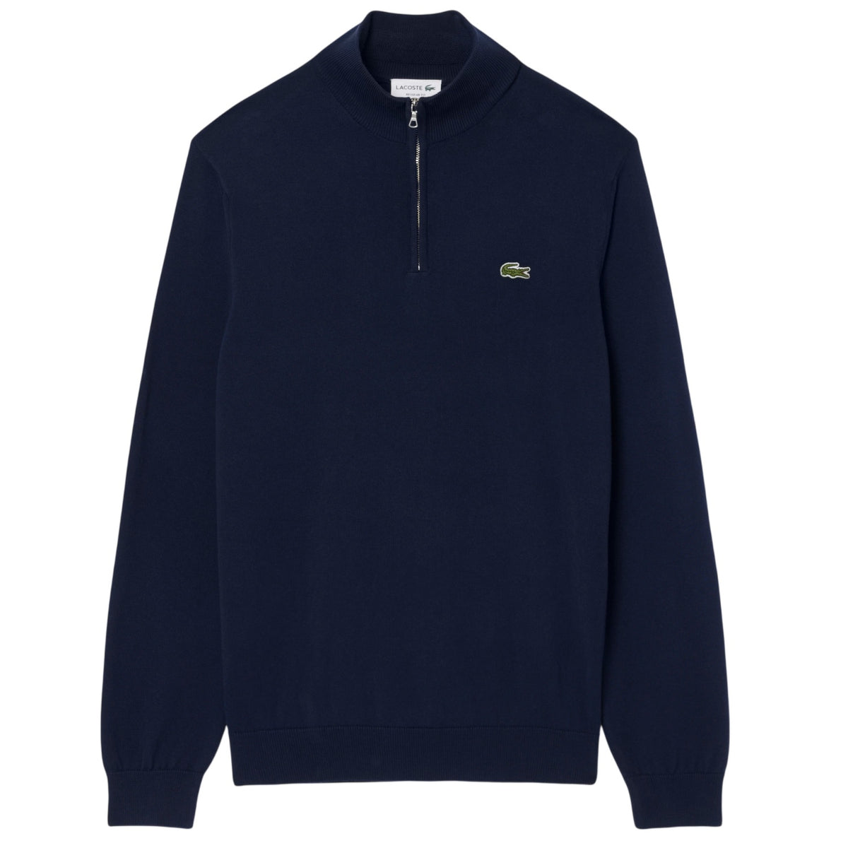Lacoste Zipped High Neck Cotton Sweater Navy